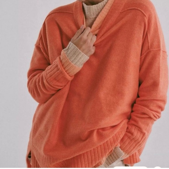 Free People Luna Orange Crew Neck Sweater - Picture 2 of 6